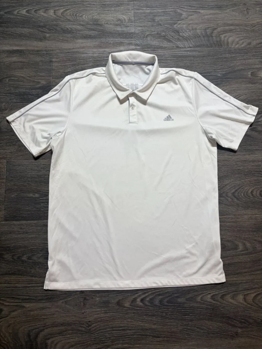 Adidas White Polo Shirt Size Large Short Sleeve Lightweight Performance Sporty